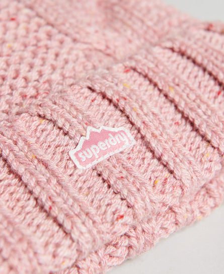 Cable Knit Beanie - Rose Tweed