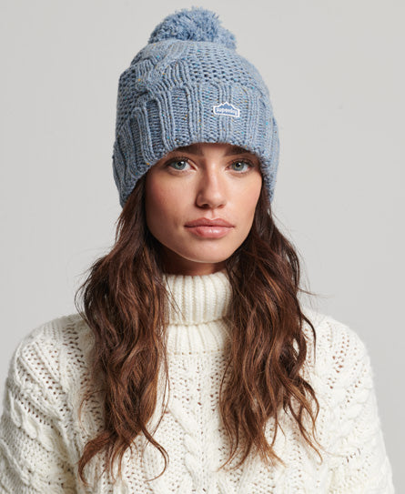Cable Knit Beanie - Soft Blue