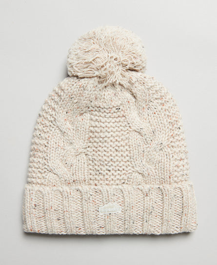 Cable Knit Beanie - Oatmeal Tweed