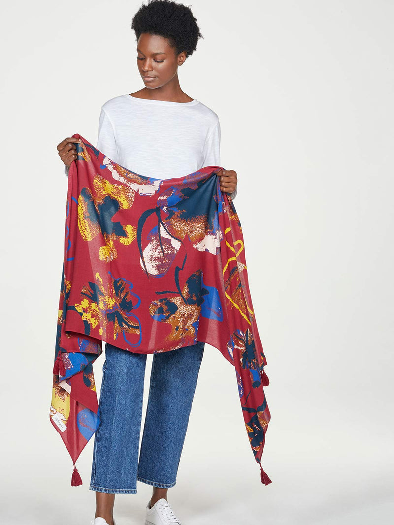 Tabitha Shawl Scarf - Currant Red