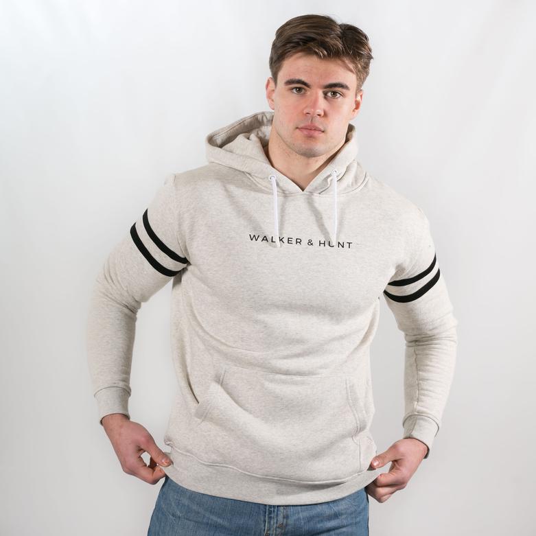 Striped Sleeve Hoodie - Grey