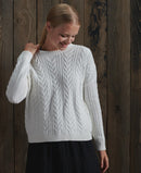 Dropped Shoulder Cable Crew - Winter White