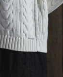 Dropped Shoulder Cable Crew - Winter White