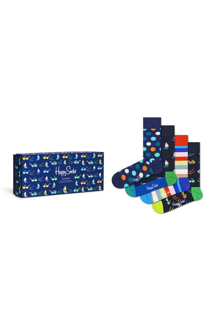 4pk Navy Socks Gift Set - Navy Mix