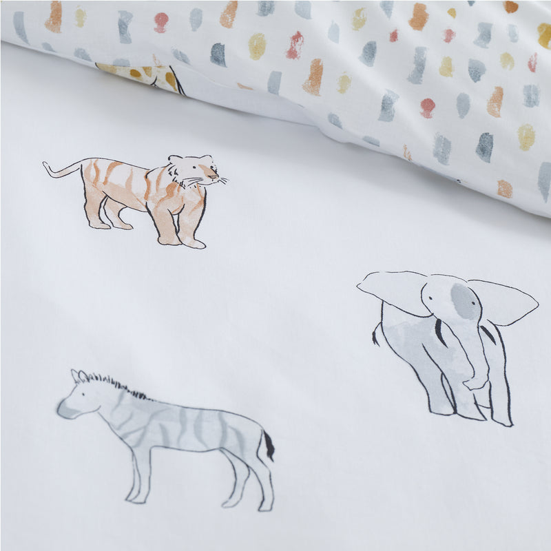 Zoo Animals Duvet Cover Set - Pastel