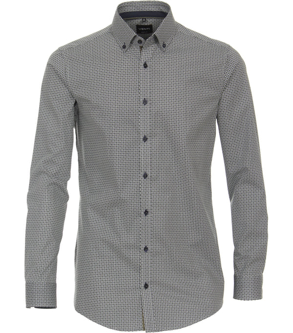 Long Sleeve Body Fit Print Shirt - Green