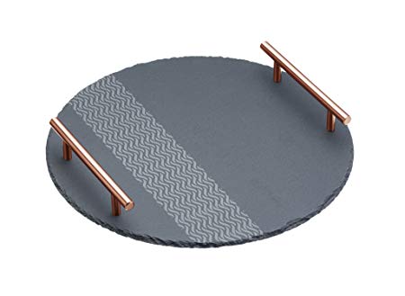 Artesa Etched Slate Round Serving Platter