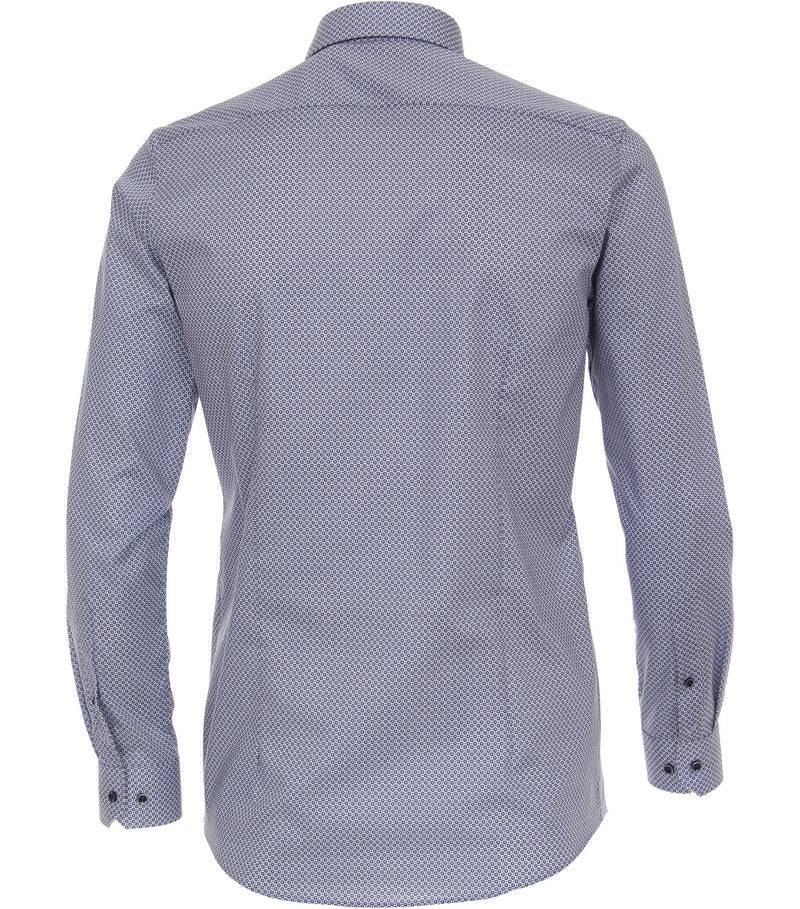 Long Sleeve Body Fit Print Shirt - Blue