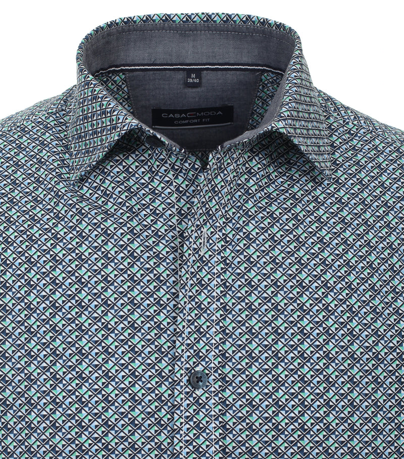 Short Sleeve Print Shirt - Light Blue