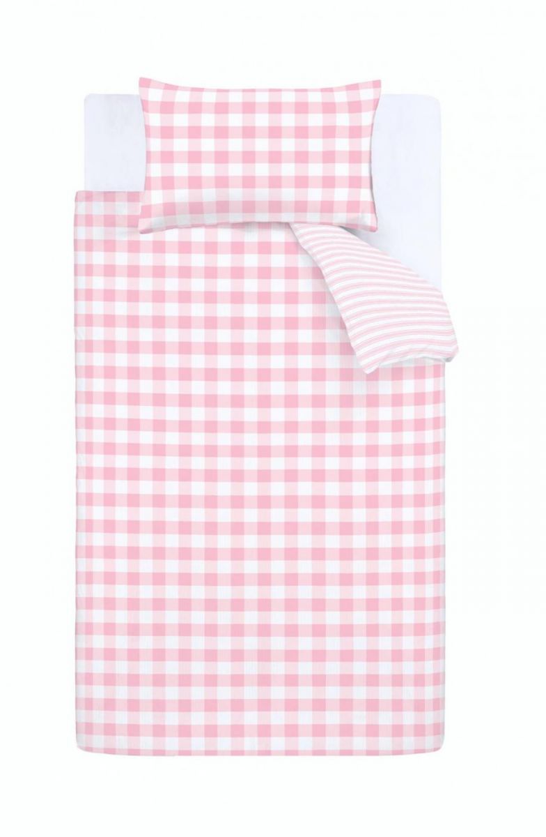 Bianca Check And Stripe Duvet Cover Set - Pink