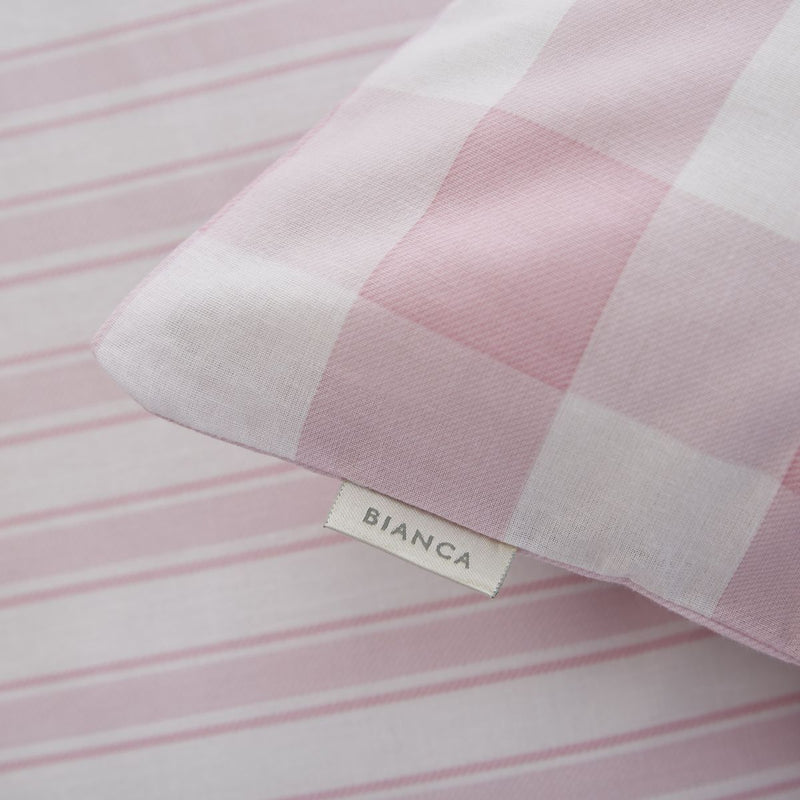 Bianca Check And Stripe Pink Fitted Sheet Double