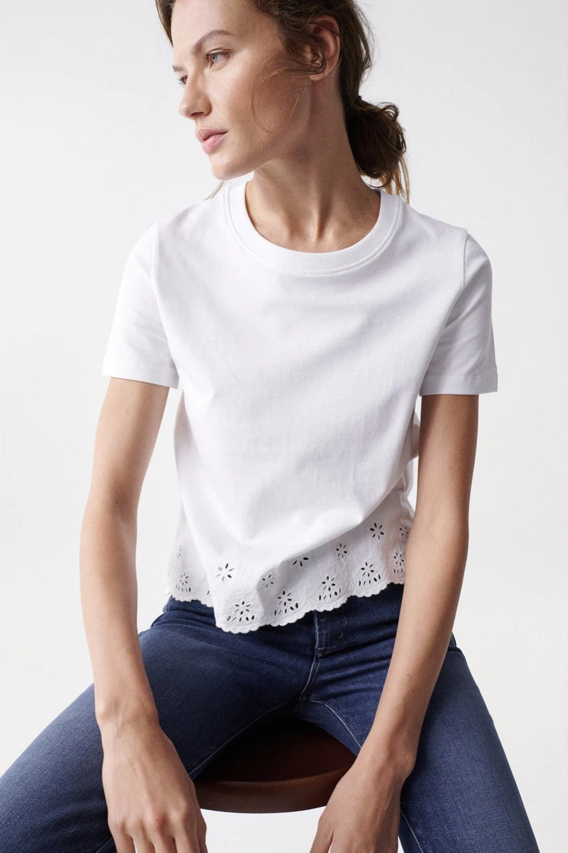 English Embroidery Plain T-shirt - White