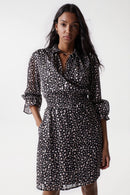 Floral Microprint Dress - Black