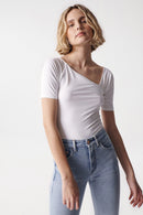 Asymmetric Knit Top - White