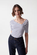 Asymmetric Knit Top- Blue