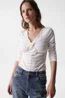 Knot Detail Neck Jumper - Beige