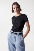 Round Neck Logo T-Shirt- Black