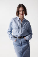 Loose Fit Buttoned Shirt - Blue