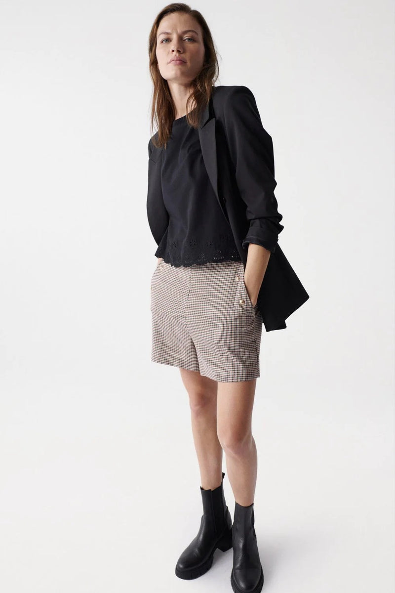 English Embroidery Plain T-shirt - Black