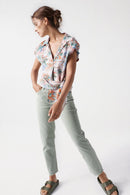 Knot Detail Print Shirt - Orange