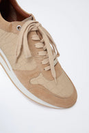 Crocodile & Suede Sneaker - Oatmeal
