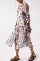 Print Shirt Dress - Orange