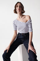 Asymmetric Knit Top- Blue