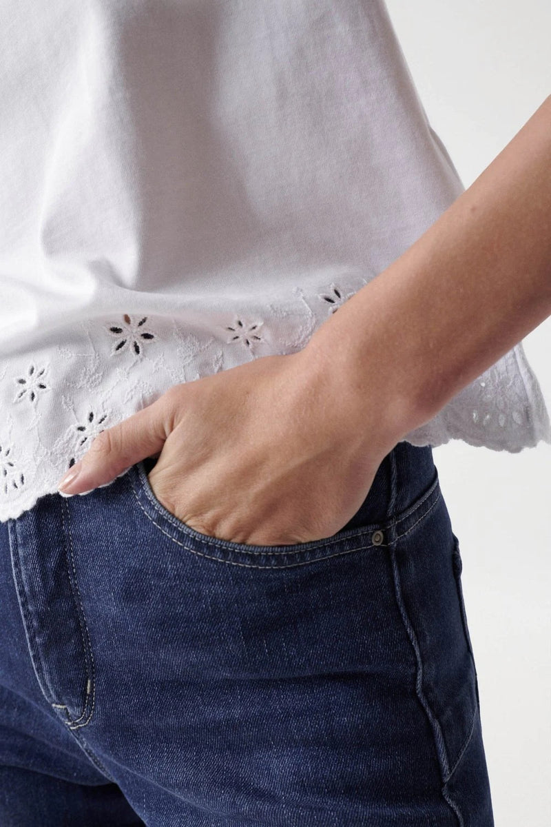 English Embroidery Plain T-shirt - White