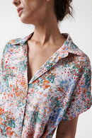 Knot Detail Print Shirt - Orange