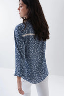 Print Lace Detail Tunic - Blue Print