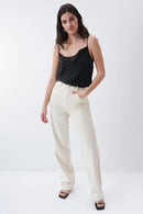 Draped Neckline Top - Black