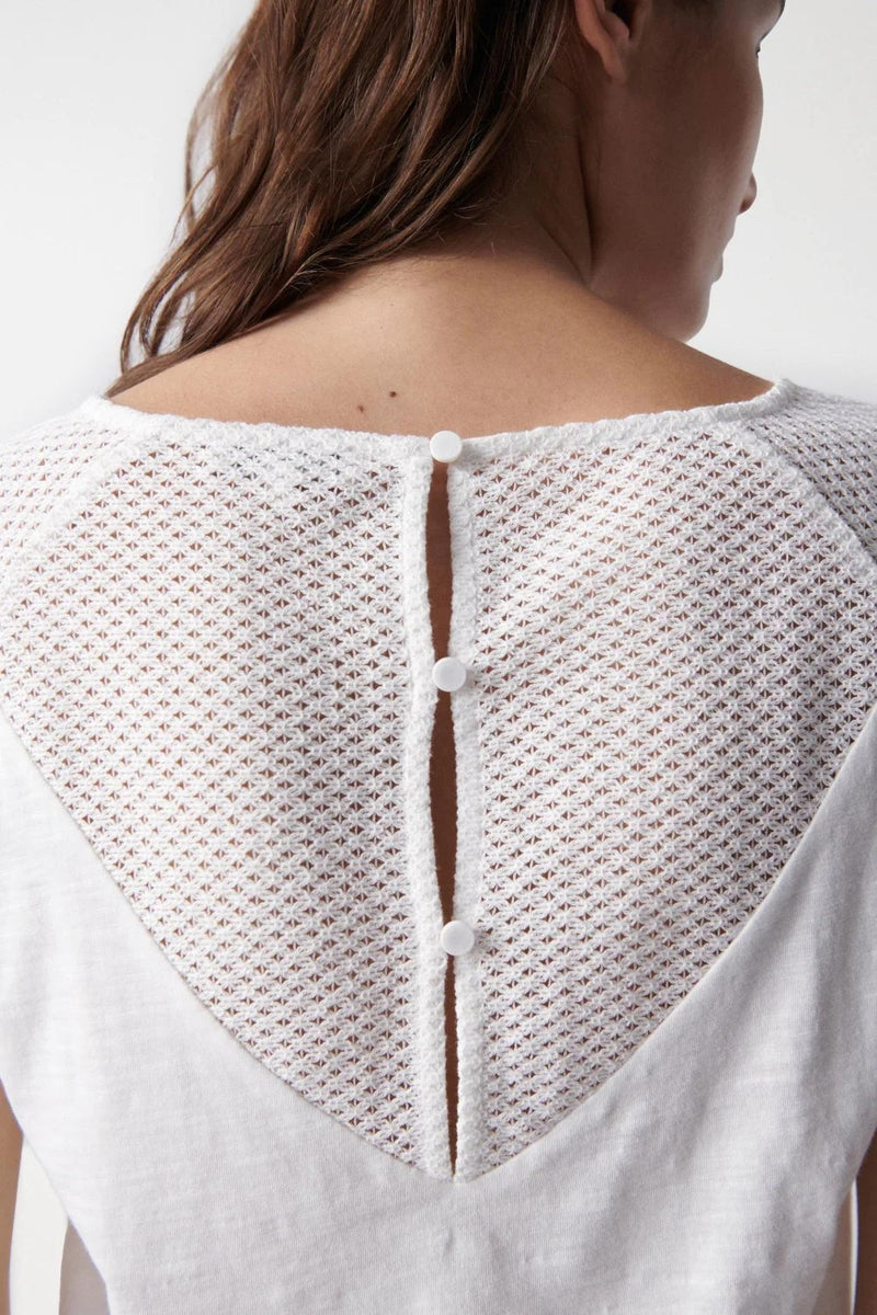 Back Lace Detail T-shirt - White