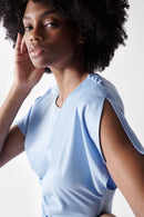 Ruched Effect Midi Dress - Blue