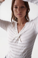 Knot Detail Neck Jumper - Beige