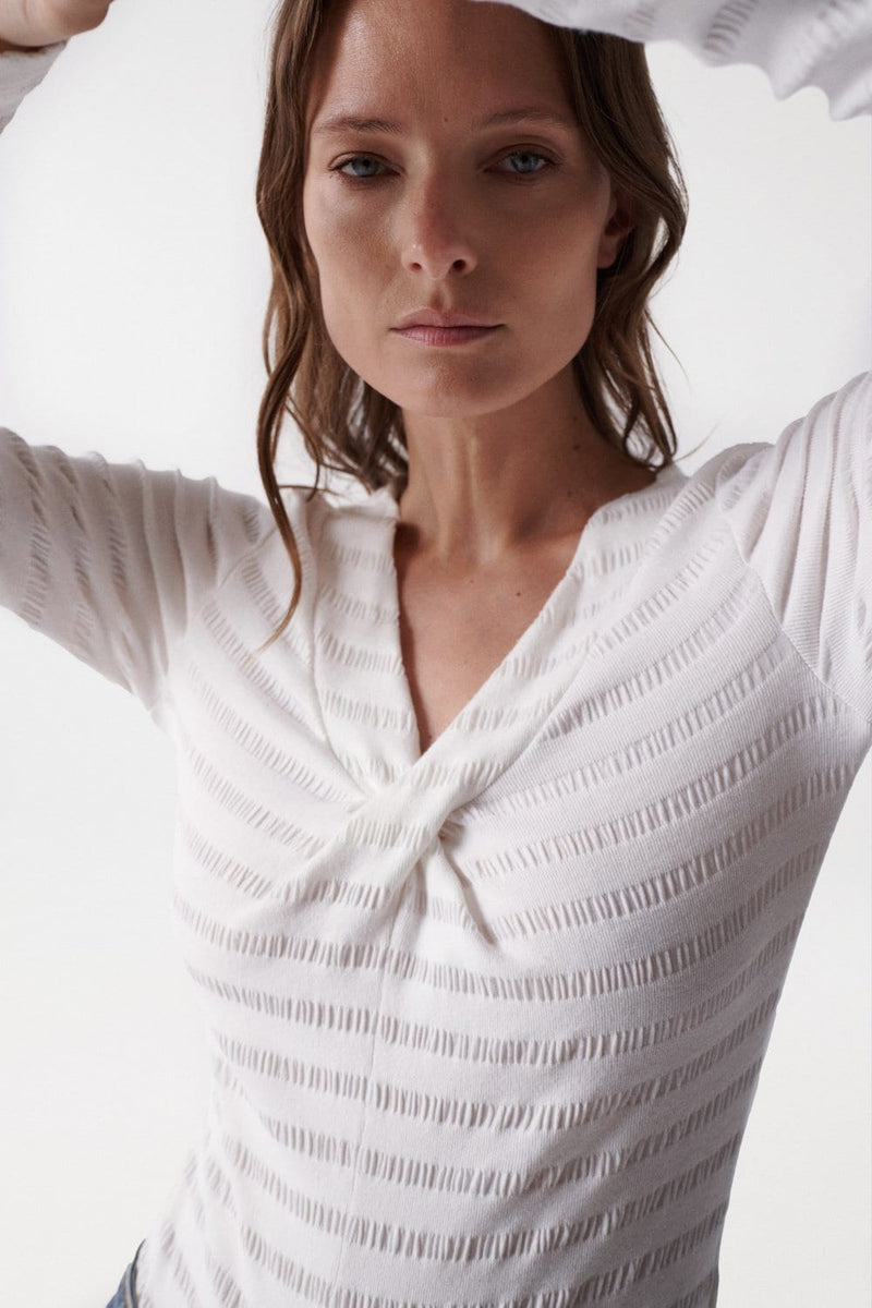 Knot Detail Neck Jumper - Beige