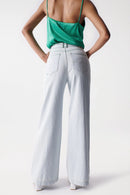 High Rise Palazzo Denim Jeans- Blue