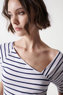 Asymmetric Knit Top- Blue