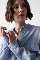 Loose Fit Buttoned Shirt - Blue