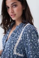 Print Lace Detail Tunic - Blue Print