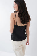 Draped Neckline Top - Black