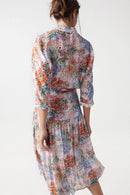 Print Shirt Dress - Orange