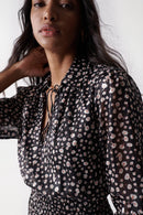 Floral Microprint Dress - Black