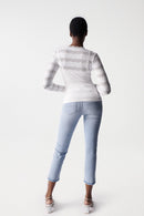 Round Neck Lace Detail Top - Beige