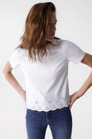 English Embroidery Plain T-shirt - White