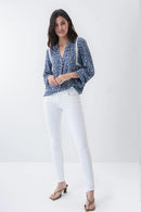 Print Lace Detail Tunic - Blue Print