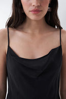 Draped Neckline Top - Black