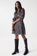 Floral Microprint Dress - Black