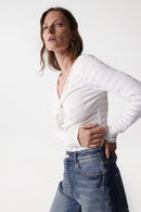 Knot Detail Neck Jumper - Beige