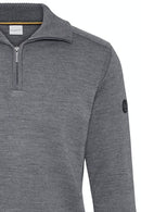 High Collar 1/4 Zip Knit - Grey