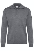 High Collar 1/4 Zip Knit - Grey